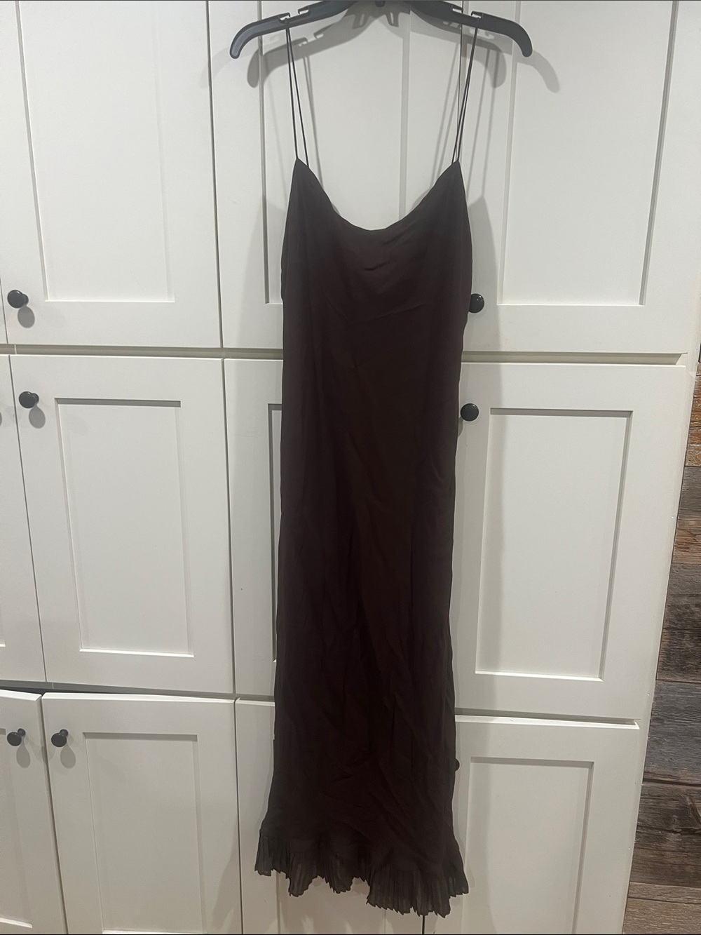 Reformation Suki Georgette Pleated Hem Maxi Dress in Brown - Size 10